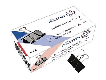 Зажим для бумаг 41мм Attomex черные (цена за 12шт.) 4131304 - купить в магазине Кассандра, фото, 4627077802557, 