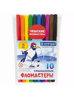 Фломастеры 10цв."CENTROPEN ПИНГВИНЫ" 7790/10-86 - купить в магазине Кассандра, фото, , 