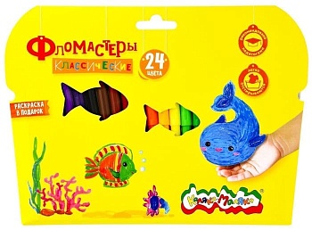 Фломастеры 24 цв. Каляка-Маляка классические кругл. корп. легкосмываемые карт. упак. - купить в магазине Кассандра, фото, , 