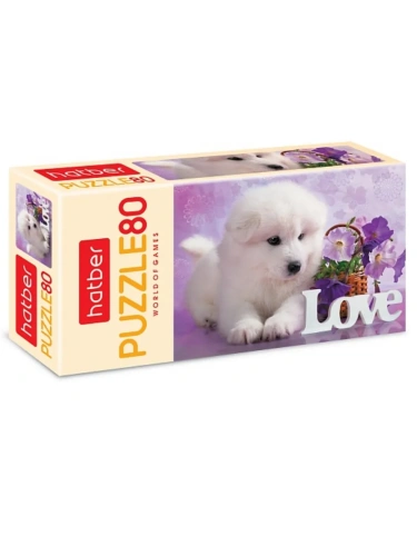 Пазл.80." Hatber "Белый щенок 23*16,5см, картонная упаковка- купить в магазине Кассандра, фото, 4606782298923, 