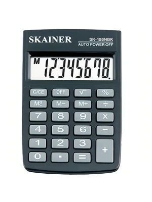 Калькулятор карманный 8 разрядов " Skainer " SK-108NBK, 58*88*10мм, батарея, черный, 10013160/270525/5- купить в магазине Кассандра, фото, 9405483471148, 