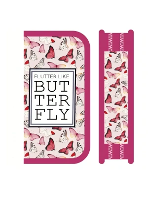 Пенал 2 отделения 105*190*35мм, Violet butterfly, тканевый торец, бархатное покрытие  " Пчелка "- купить в магазине Кассандра, фото, 4607692449238, 