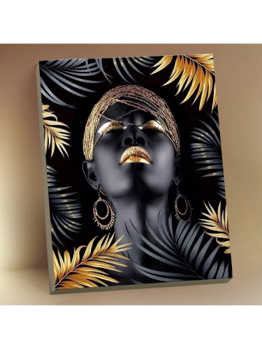 HR0454 Картина по номерам с поталью (40х50) ЗОЛОТАЯ КРАСАВИЦА (13 цветов) 1/18- купить в магазине Кассандра, фото, 4660011893099, 