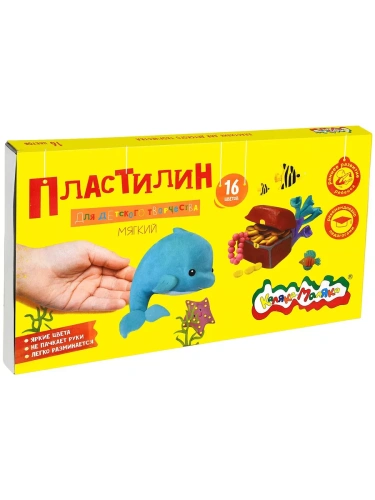 Пластилин для детского творчества 16цв."Каляка-Маляка"  240 г со стеком 3+- купить в магазине Кассандра, фото, 4602723059127, 