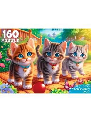 Пазл.160.Три котенка в саду 33*23см, картонная упаковка 18*12,5*3,5см- купить в магазине Кассандра, фото, 4670159255406, 