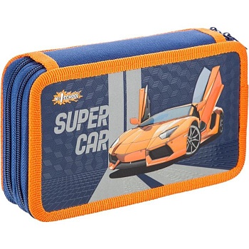 Пенал №1School Super car 2 отд., ламинат, софт тач, 190x110 мм, ПКК 11-6 - купить в магазине Кассандра, фото, 4670072110929, 