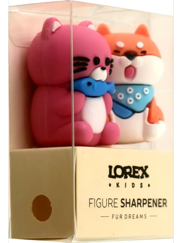 Набор точилок 2шт LOREX KIDS FUR DREAMS ассорти, корпус силикон 1 отвер. ПВХ коробка индив.штрих-код- купить в магазине Кассандра, фото, 4602723185055, 