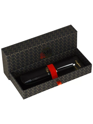 Ручка шариковая подарочная Manzoni Verduno синий 1 мм, корпус металл черн., серебро- купить в магазине Кассандра, фото, 4602723172864, 