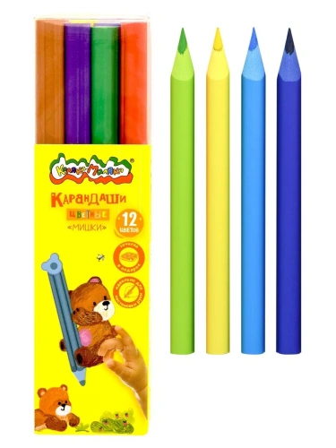 Набор цветн.каранд Каляка-Маляка Jumbo МИШКИ утолщенные укороченные 12 цв. кругл. к- купить в магазине Кассандра, фото, 4602723157724, 