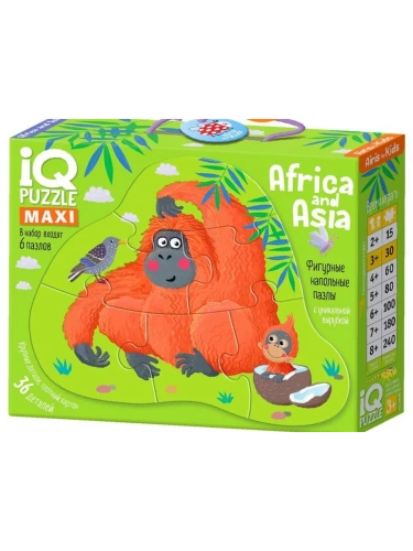 IQ Пазл Напольный  Африка и Азия (Africa & Azia) 3+- купить в магазине Кассандра, фото, 9785811284146, 
