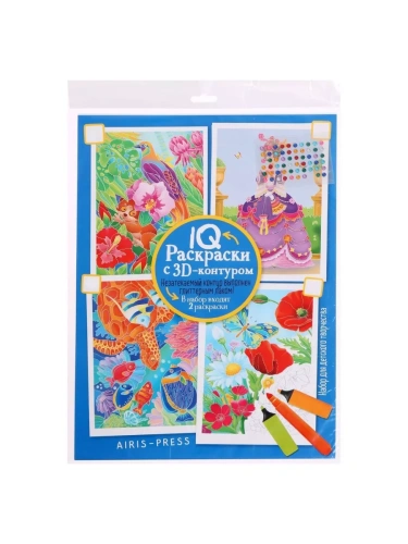IQ Раскраски 3D контур. Набор 8 макси Разноцветный микс- купить в магазине Кассандра, фото, 9785811281824, 