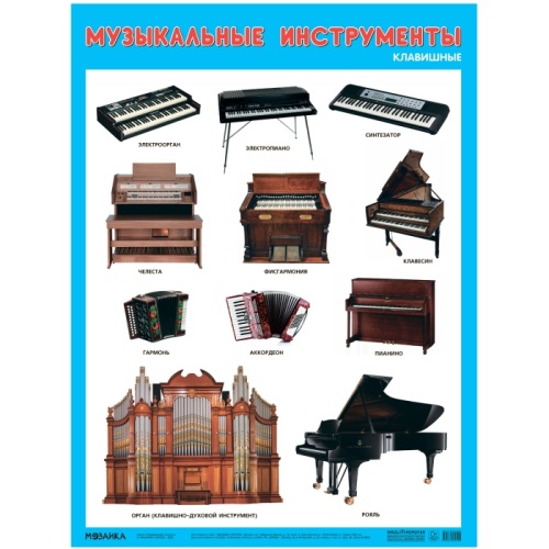 Развивающие плакаты.Музыкальные инструменты. Клавишные- купить в магазине Кассандра, фото, 9785431530555, 