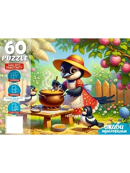 Пазлы " Рыжий кот "   60элементов Оживи мультфильм. Сорока-белобока 33*24см, картонная упаковка 19,5*1 - купить в магазине Кассандра, фото, 4670419735365, 