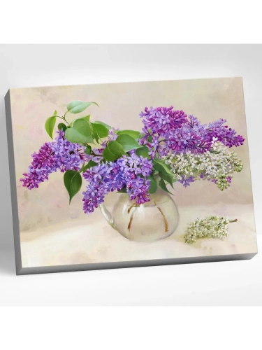 HR0738 Картина по номерам (40х50) БУЗИН. ВЕТКИ СИРЕНИ  ( 29 цветов)- купить в магазине Кассандра, фото, 4660011899701, 