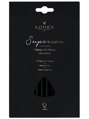 Фломастеры 12 цв. LOREX PRO-DRAW SUPERIOR кругл. корп. стандартные- купить в магазине Кассандра, фото, , 