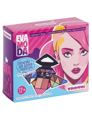Набор детской декор косметики Bondibon Eva Moda, BOX 14х12х4,2 см тени для век-14шт.(13,12г)- купить в магазине Кассандра, фото, 4895136064264, 