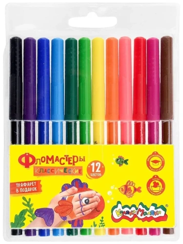 Фломастеры смываемые 12цв."Каляка-Маляка" вент. колп, блист. упак., кругл. корп., 3+- купить в магазине Кассандра, фото, 4602723003816, 