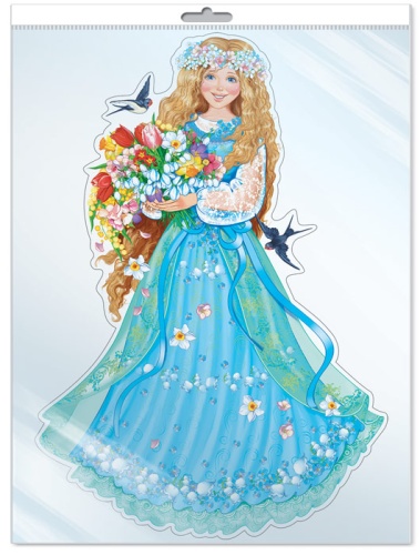 ПЛАКАТ ВЫРУБНОЙ А3 В ПАКЕТЕ. Весна с цветами (с блестками в индивидуальной упаковке с европ- купить в магазине Кассандра, фото, 4630076995403, 