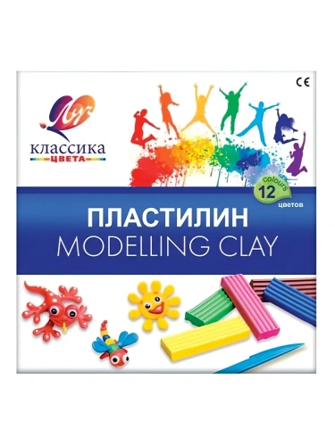 Пластилин 12цв.ЛУЧ "КЛАССИКА" 240 г со стеком- купить в магазине Кассандра, фото, 4601185000821, 