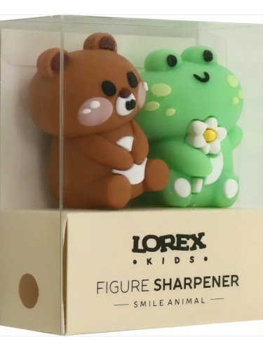 Набор точилок 2шт LOREX KIDS SMILE ANIMALассорти, корпус силикон 1 отвер.ПВХ коробка индив.штрих-код- купить в магазине Кассандра, фото, 4602723185062, 
