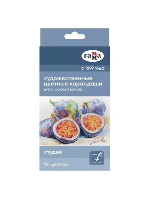 Карандаши цветные художественные Гамма "Студия", 12цв., заточен., картон. упаковка- купить в магазине Кассандра, фото, 4600395042911, 