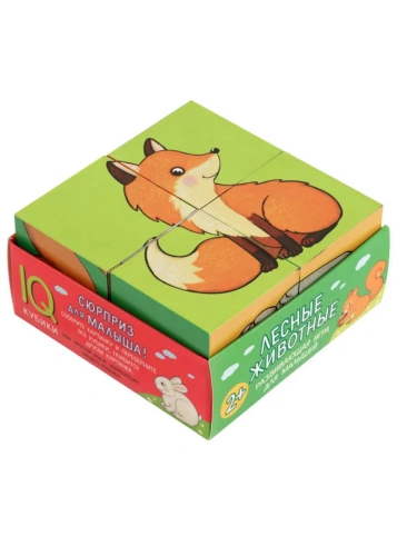 Умные кубики в поддончике. 4 штуки. Лесные животные (new)- купить в магазине Кассандра, фото, 4650388210261, 