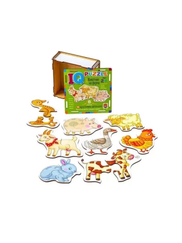 IQ Пазл деревянный. Животные на ферме 2+- купить в магазине Кассандра, фото, 9785811282418, 