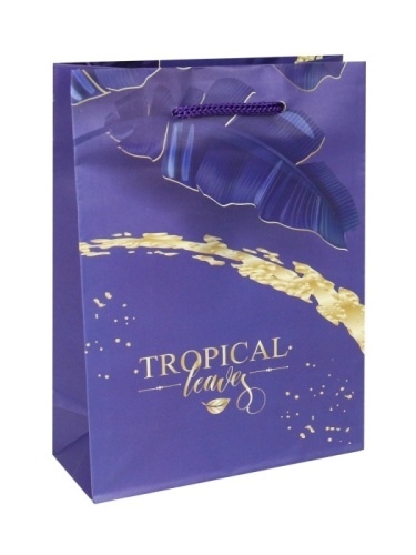 Пакет подарочный 14х20х6,5  см  ( MS ) Стильные тропики- купить в магазине Кассандра, фото, 4665307398807, 