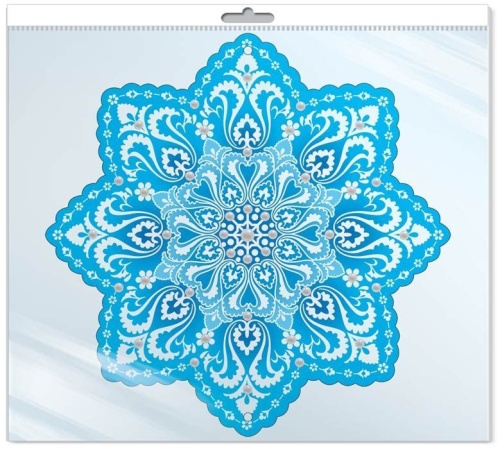 ПЛАКАТ ВЫРУБНОЙ А4 В ПАКЕТЕ. Снежинка (с блестками в лаке)- купить в магазине Кассандра, фото, 4630112000887, 