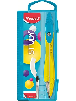 Набор чертежный 3пр.(готовальня) MAPED STUDY POP 120 мм метал. ассорти пласт.пенал с европодвесом - купить в магазине Кассандра, фото, 3154141945007, 