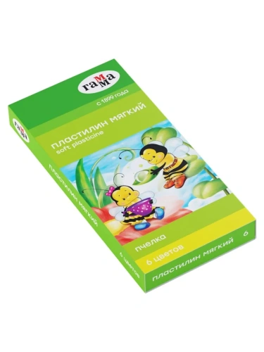 Пластилин восковой 6цв.ГАММА "Пчелка" 73гр, картонная упаковка 280029н_57- купить в магазине Кассандра, фото, 4600395004650, 