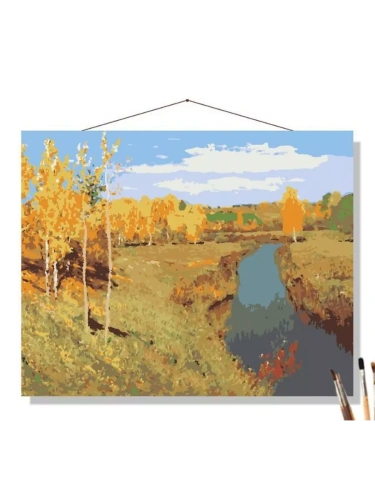 Картина по номерам на холсте 50х40 "Золотая осень" Левитан И.И.- купить в магазине Кассандра, фото, 4620137808544, 