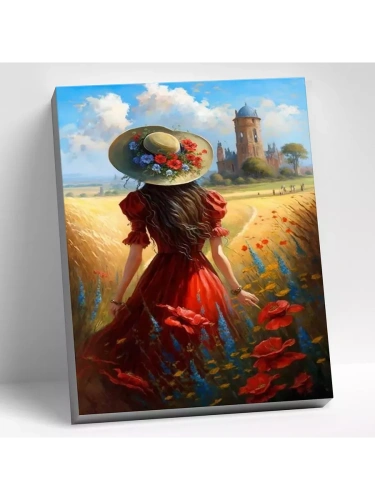 HR0614 Картина по номерам (40х50) ПОЛЕВОЙ ПЕЙЗАЖ (29 цветов) 1/20- купить в магазине Кассандра, фото, 4660011895949, 