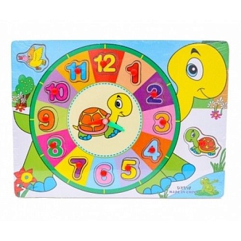 Деревянная игрушка (21х29,7) "ЧАСЫ ЧЕРЕПАШКА" (арт. G278) - купить в магазине Кассандра, фото, 4665306915890, 