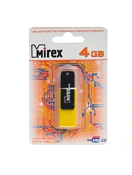 Флеш-диск " Mirex "  4GB City желтый USB 2.0, 10005030/150725/5191641 - купить в магазине Кассандра, фото, 4680038220319, 