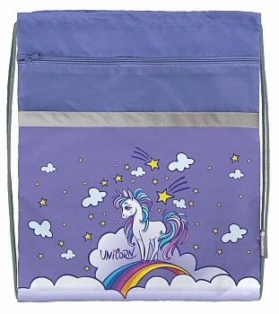 Мешок д/обуви Schoolformat LITTLE UNICORN 49х41 см д/девочек большой с карманом - купить в магазине Кассандра, фото, 4602723149828, 