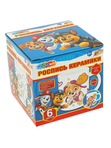 Кружка для росписи, 6 цв. суперщенки МУЛЬТИ АРТ в кор.24шт- купить в магазине Кассандра, фото, 4650250564003, 