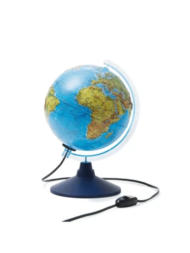 Глобус физико-политический рельефный с подсветкой от сети 210мм " Globen " синяя подставка- купить в магазине Кассандра, фото, 4680009930735, 