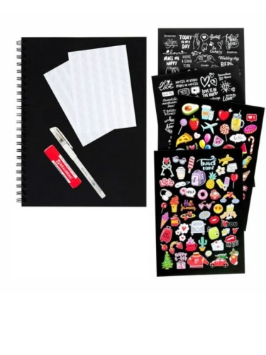 Фотоальбом "Счастье - это моменты" 24 чёрных листа 22x30, уголки стикеры ручка клей, BRAUBERG 391310- купить в магазине Кассандра, фото, 4606224391731, 