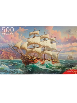 Пазл.500.Парусник на рассвете 47*33см, картонная упаковка 23,3*32*3,8см - купить в магазине Кассандра, фото, 4670159253846, 