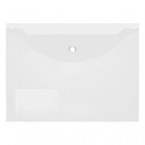 Папка-конверт на кнопке А4. inФОРМАТ прозрачный пластик150мкм на кнопке карман д/визиток PK6515- купить в магазине Кассандра, фото, 4602723054757, 