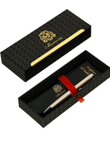 Ручка шариковая подарочная Manzoni Piza синий 1 мм, корпус металл золот., серебро, футляр soft touch выдв.- купить в магазине Кассандра, фото, 4602723156796, 