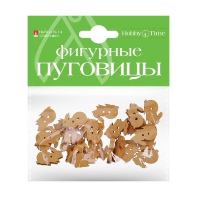 Набор пуговиц " Hobby Time " Зайчики (ассорти), дерево, 2 видов, пакет, европодвес- купить в магазине Кассандра, фото, 4606016218680, 