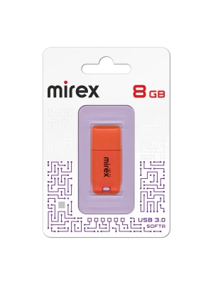 Флеш-диск " Mirex "  8GB Softa оранжевый USB 3.0- купить в магазине Кассандра, фото, 4680038228278, 