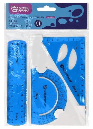 Набор геометр. Schoolformat 15 см пластик гибкий для черчения- купить в магазине Кассандра, фото, 4602723143611, 