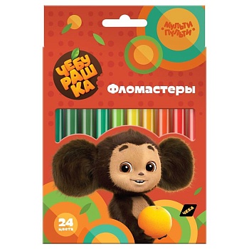 Фломастеры Мульти-Пульти "Чебурашка", 24цв., смываемые, картон, европодвес - купить в магазине Кассандра, фото, , 