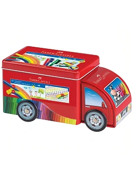 Набор для рисования Faber-Castell "Connector Truck" 33 фломастера+10 клипс, металлическая коробка - купить в магазине Кассандра, фото, 4005401555339, 