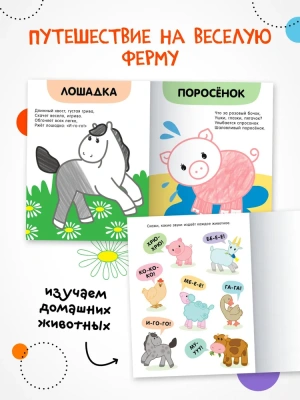 Раскраски с цветным контуром. В деревне — фото, ISBN 9785431537516