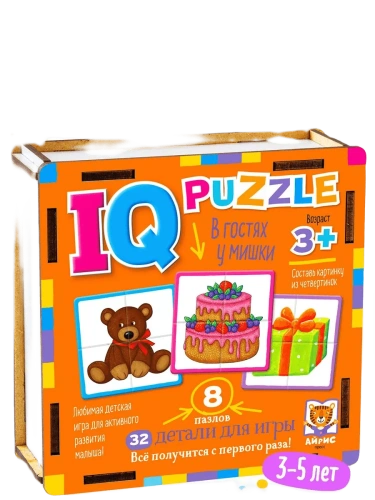 IQ Пазл деревянный. В гостях у мишки 3+- купить в магазине Кассандра, фото, 9785811282487, 
