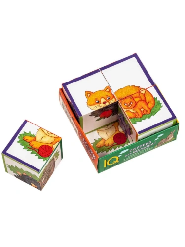 Умные кубики в поддончике. 4 штуки. У кошки котёнок- купить в магазине Кассандра, фото, 9785811280131, 